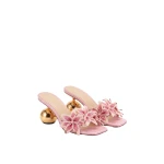 JW PEI Isadora Lily Floral Sculptural-Heel Mules in Pink | Mules | Coveti