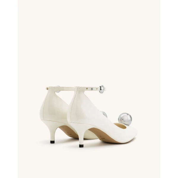 JW PEI Jewel Buckle Kitten Heels Pumps in White | Heels | Coveti