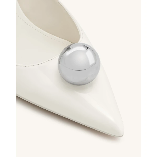 JW PEI Jewel Buckle Kitten Heels Pumps in White | Heels | Coveti