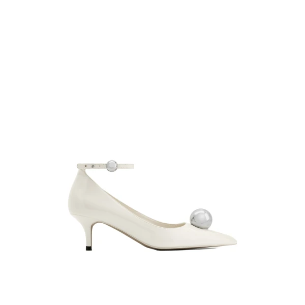 JW PEI Jewel Buckle Kitten Heels Pumps in White | Heels | Coveti
