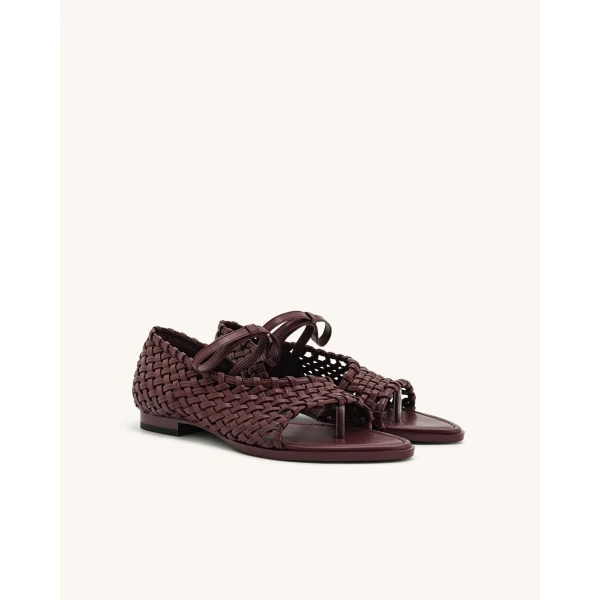 JW PEI Jocelyn Weave Strap Flip-flops in Claret Red | Sandals | Coveti