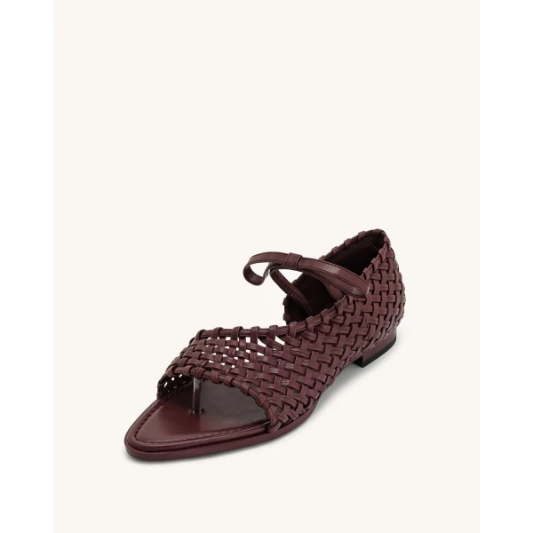 JW PEI Jocelyn Weave Strap Flip-flops in Claret Red | Sandals | Coveti