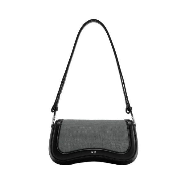 JW PEI Joy Shoulder Bag in Black Grey Canvas | Shoulder & Crossbody Bags | Coveti