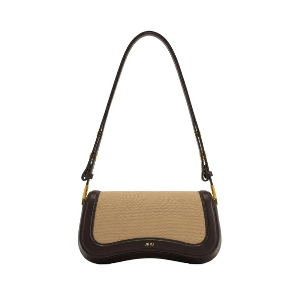 JW PEI Joy Shoulder Bag in Dark Brown Canvas | Shoulder & Crossbody Bags | Coveti