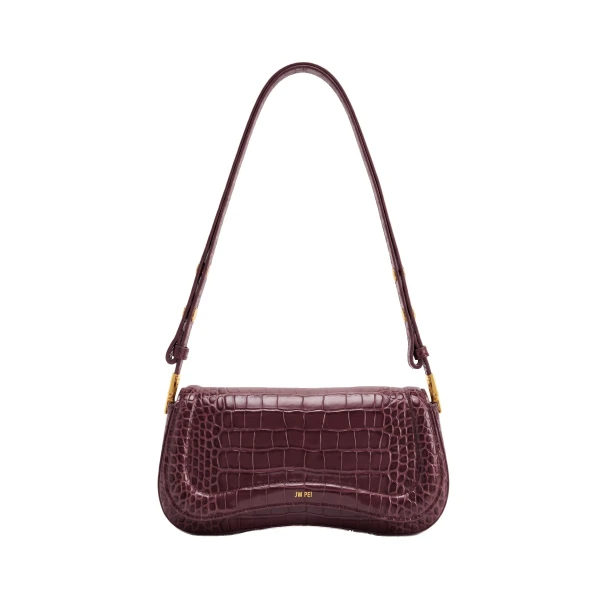 JW PEI Joy Shoulder Bag in Deep Claret Croc | Shoulder & Crossbody Bags | Coveti