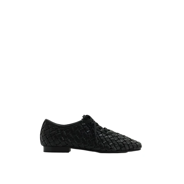 JW PEI Kayla Weave Strap Flat Shoes in Black | Flats | Coveti