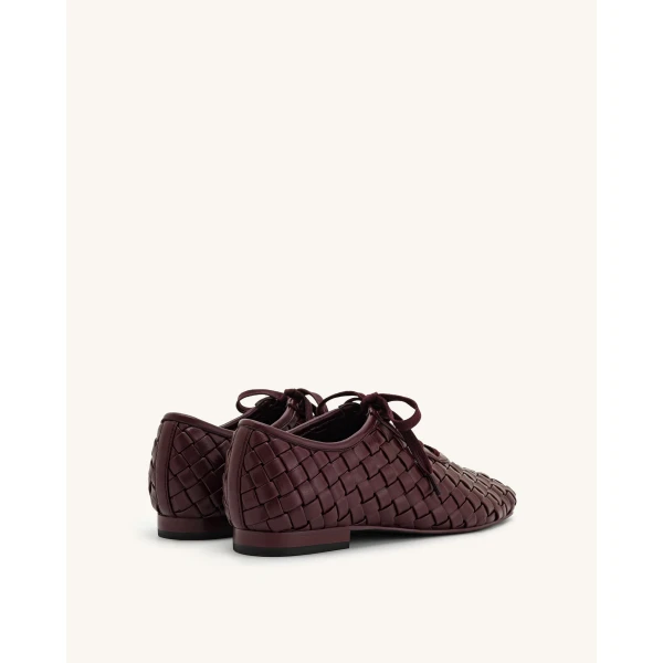 JW PEI Kayla Weave Strap Flat Shoes in Claret Red | Flats | Coveti