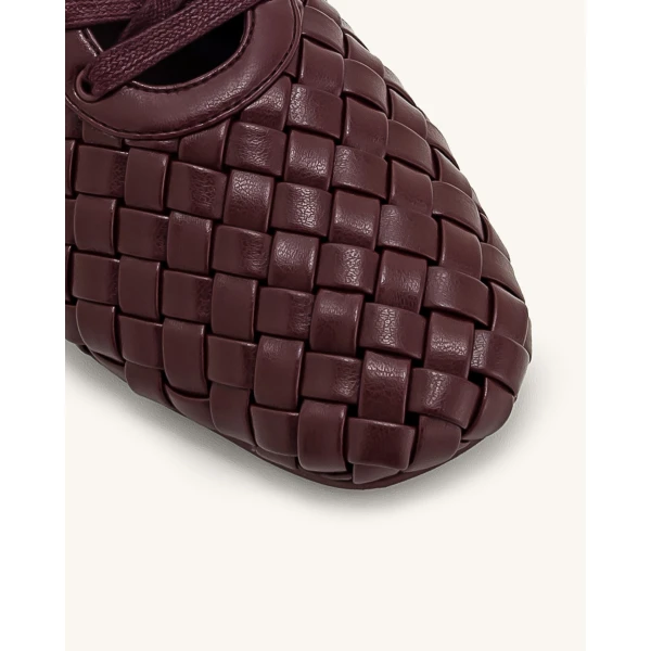 JW PEI Kayla Weave Strap Flat Shoes in Claret Red | Flats | Coveti