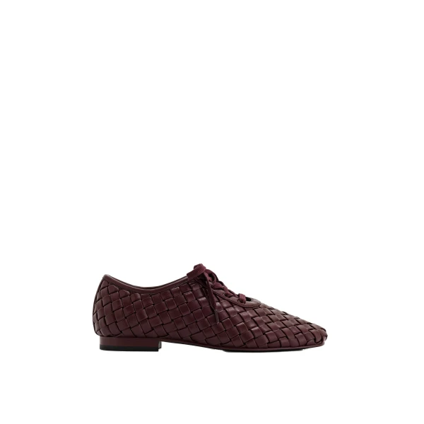 JW PEI Kayla Weave Strap Flat Shoes in Claret Red | Flats | Coveti