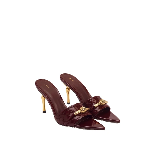 JW PEI Lena Metal Rope Knot Woven Open Toe Sandals in Burgundy | Sandals | Coveti