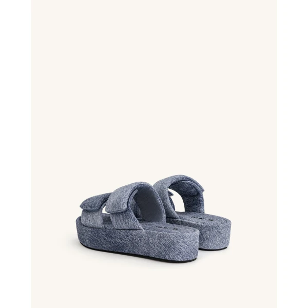 JW PEI Lexi Denim Embossed Sandal in Blue | Sandals | Coveti