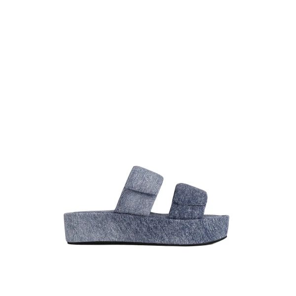 JW PEI Lexi Denim Embossed Sandal in Blue | Sandals | Coveti