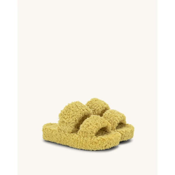 JW PEI Lexi Faux Fur Platform Sandal in Yellow | Sandals | Coveti