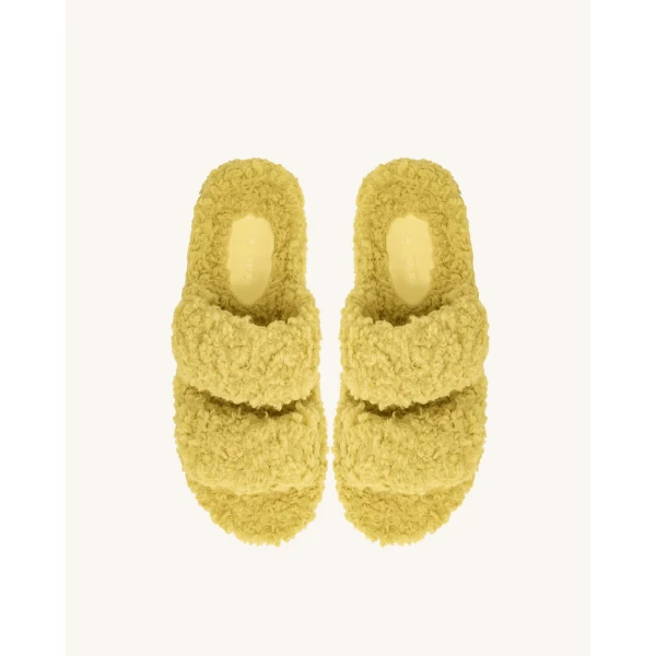JW PEI Lexi Faux Fur Platform Sandal in Yellow | Sandals | Coveti