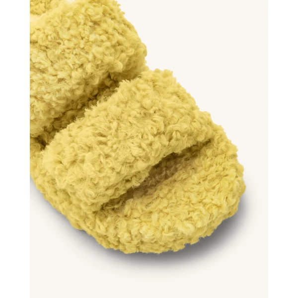 JW PEI Lexi Faux Fur Platform Sandal in Yellow | Sandals | Coveti
