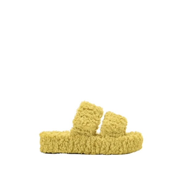 JW PEI Lexi Faux Fur Platform Sandal in Yellow | Sandals | Coveti