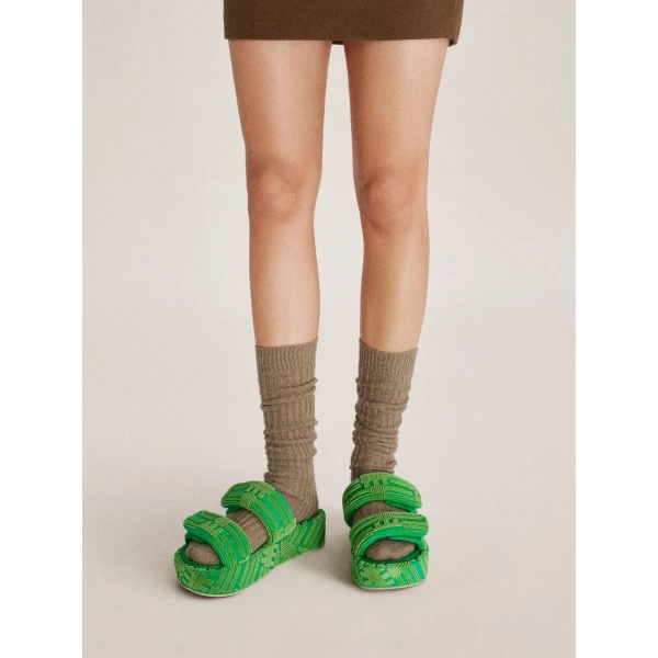 JW PEI Lexi Terry Slide Sandal in Green | Sandals | Coveti