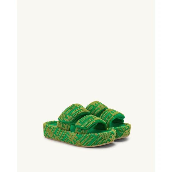JW PEI Lexi Terry Slide Sandal in Green | Sandals | Coveti