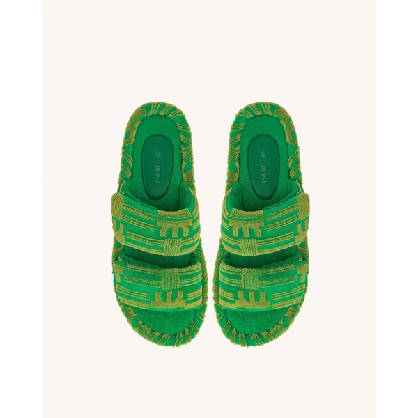JW PEI Lexi Terry Slide Sandal in Green | Sandals | Coveti