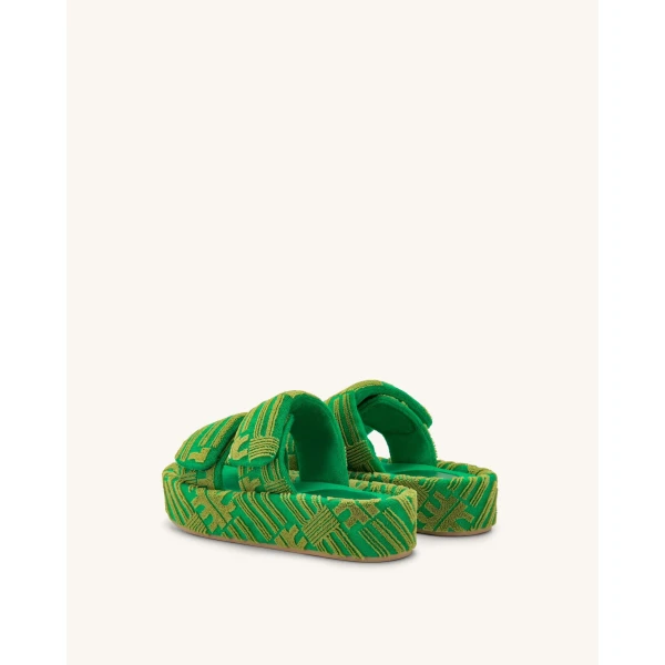 JW PEI Lexi Terry Slide Sandal in Green | Sandals | Coveti