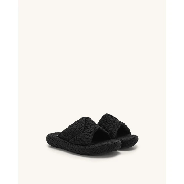 JW PEI Lilah Woven Platform Sandal in Black | Sandals | Coveti