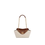 JW PEI Lucia Envelope Chain Shoulder Bag in Brown Canvas | Shoulder & Crossbody Bags | Coveti