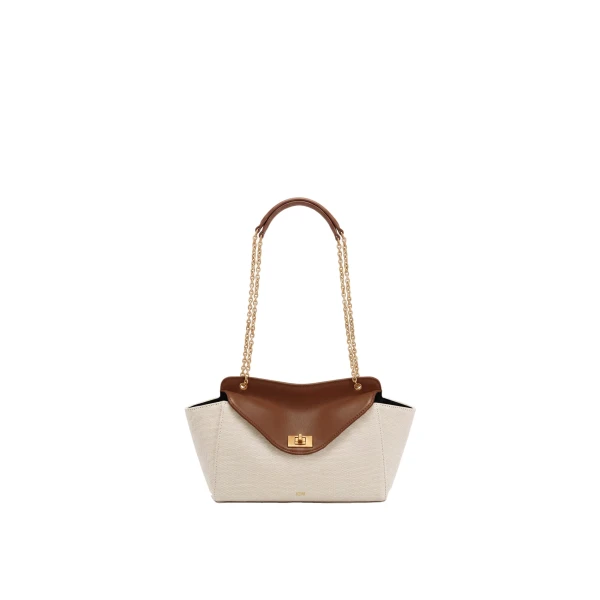 JW PEI Lucia Envelope Chain Shoulder Bag in Brown Canvas | Shoulder & Crossbody Bags | Coveti