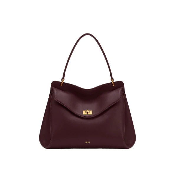 JW PEI Lucia Turn-Lock Shoulder Bag in Deep Burgundy | Shoulder & Crossbody Bags | Coveti