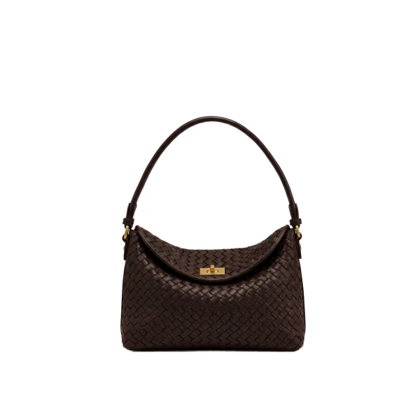 JW PEI Lucia Woven Hobo Bag in Dark Brown | Shoulder & Crossbody Bags | Coveti