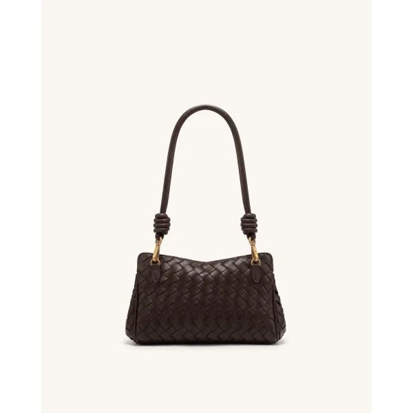 JW PEI Lucia Woven Shoulder Bag in Brown | Shoulder & Crossbody Bags | Coveti