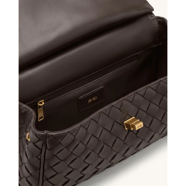 JW PEI Lucia Woven Shoulder Bag in Brown | Shoulder & Crossbody Bags | Coveti