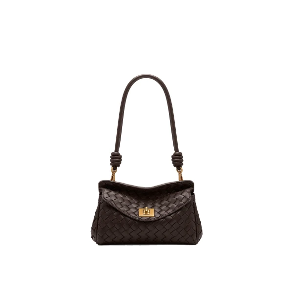 JW PEI Lucia Woven Shoulder Bag in Brown | Shoulder & Crossbody Bags | Coveti