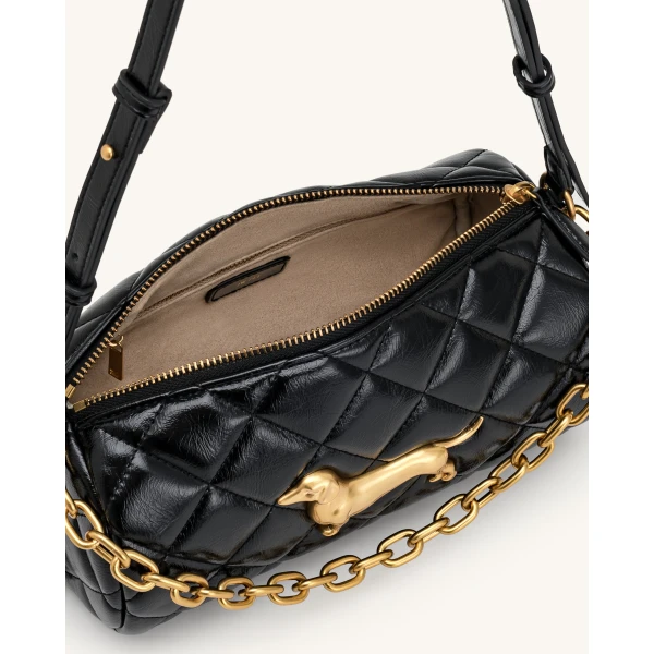 JW PEI Lucienne Dachshund Quilted Chain Shoulder Bag in Black | Shoulder & Crossbody Bags | Coveti