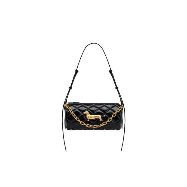 JW PEI Lucienne Dachshund Quilted Chain Shoulder Bag in Black | Shoulder & Crossbody Bags | Coveti