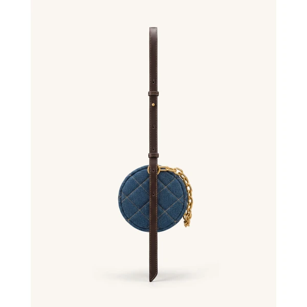 JW PEI Lucienne Dachshund Quilted Chain Shoulder Bag in Blue Denim | Shoulder & Crossbody Bags | Coveti