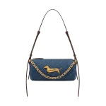 JW PEI Lucienne Dachshund Quilted Chain Shoulder Bag in Blue Denim | Shoulder & Crossbody Bags | Coveti