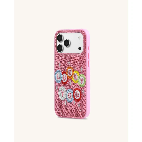 JW PEI Lucky You Artificial Crystal Phone Case in Pink | Phone Cases | Coveti