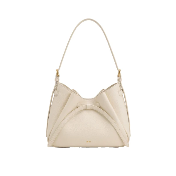 JW PEI Mabel Soft Bow Shoulder Bag in Ivory White | Shoulder & Crossbody Bags | Coveti