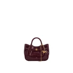 JW PEI Maeve Dachshund Charm Mini Satchel Bag in Burgundy Croc | Mini Bags | Coveti