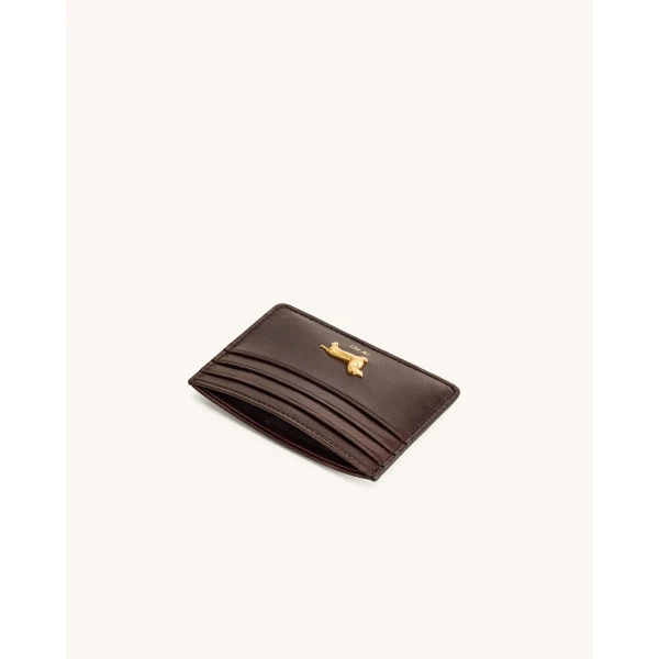JW PEI Maeve Dachshund Metal Emblem Card Holder in Chocolate | Wallets & Purses | Coveti