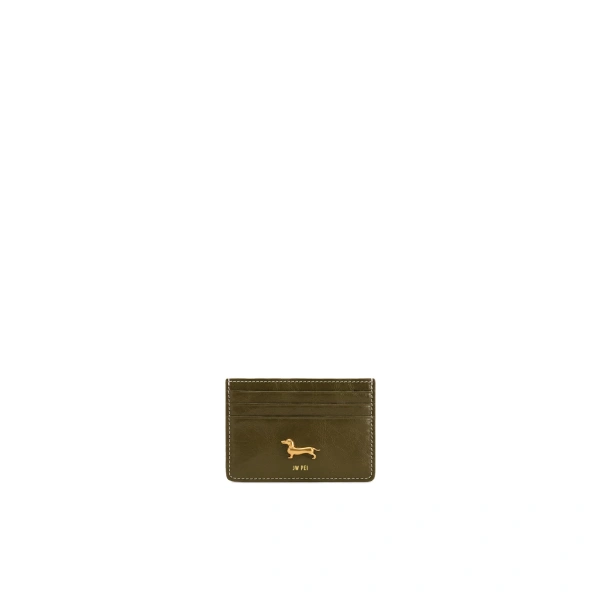 Maeve Dachshund Metal Emblem Card Holder in Dark Green
