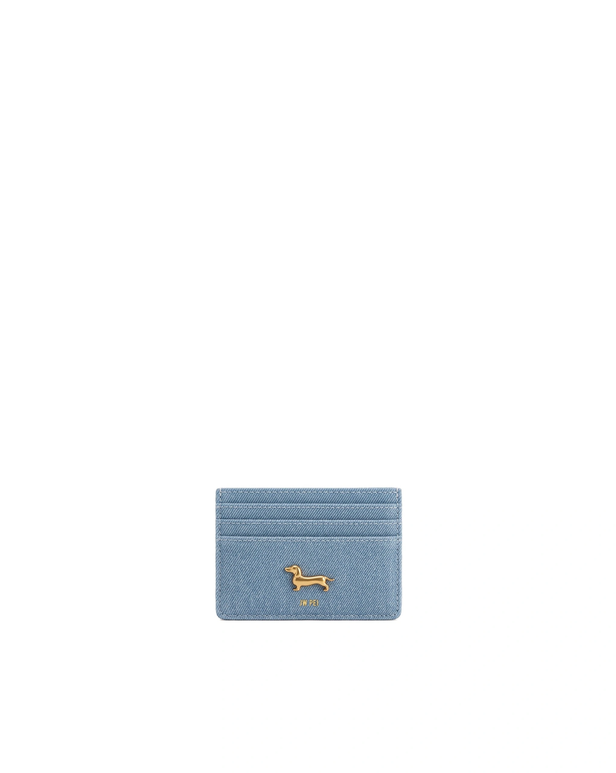 JW PEI Maeve Dachshund Metal Emblem Card Holder in Light Blue Denim JW PEI Maeve Dachshund Metal Emblem Card Holder in Light Blue Denim | Wallets & Purses | Coveti