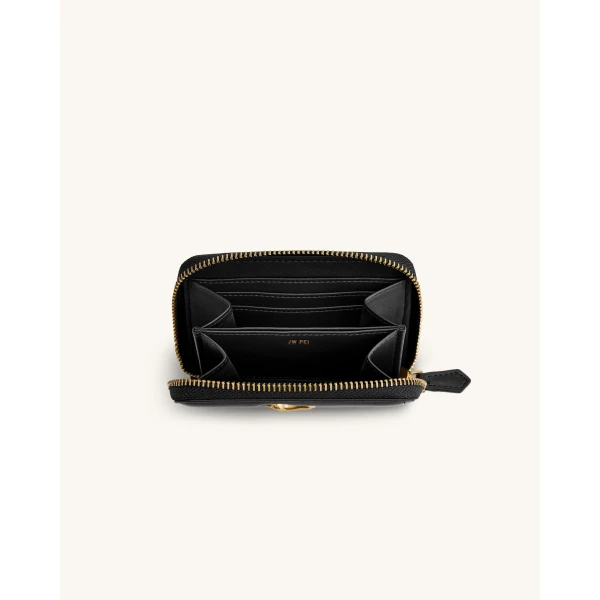 JW PEI Maeve Dachshund Metal Emblem Zip Wallet in Black | Wallets & Purses | Coveti