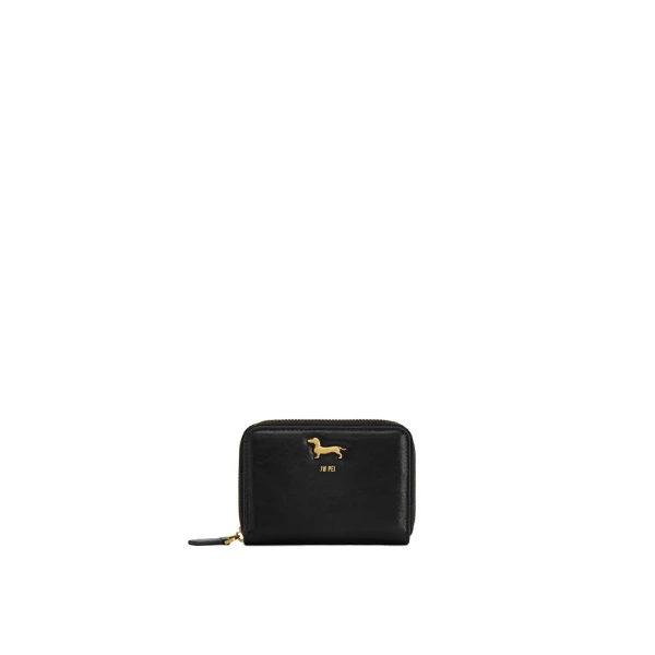 JW PEI Maeve Dachshund Metal Emblem Zip Wallet in Black | Wallets & Purses | Coveti