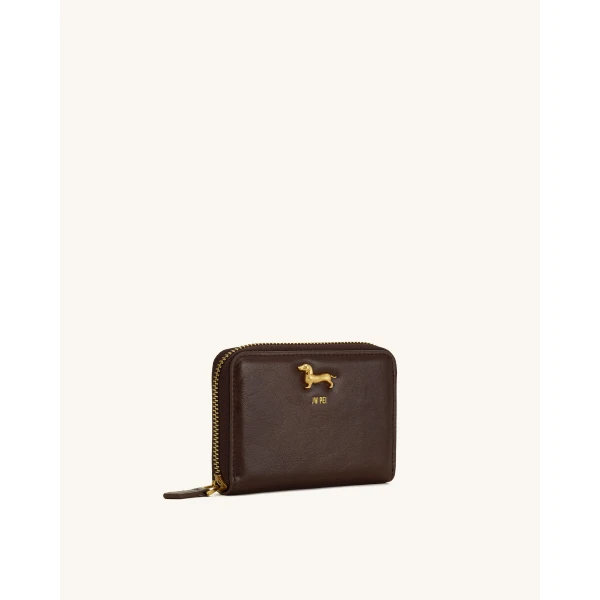 JW PEI Maeve Dachshund Metal Emblem Zip Wallet in Chocolate | Wallets & Purses | Coveti