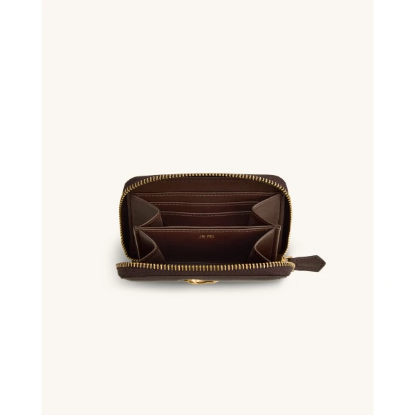JW PEI Maeve Dachshund Metal Emblem Zip Wallet in Chocolate | Wallets & Purses | Coveti
