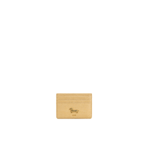 Maeve Faux Straw Dachshund Metal Emblem Card Holder in Natural