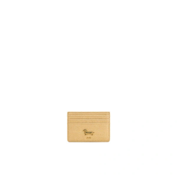 Maeve Faux Straw Dachshund Metal Emblem Card Holder in Natural