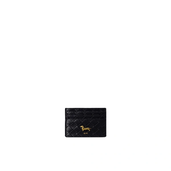 Maeve Woven Dachshund Metal Emblem Card Holder in Black