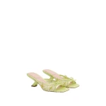 JW PEI Mireille Bow Floral Embroidered Applique Mesh Heeled Sandals in Chartreuse | Sandals | Coveti